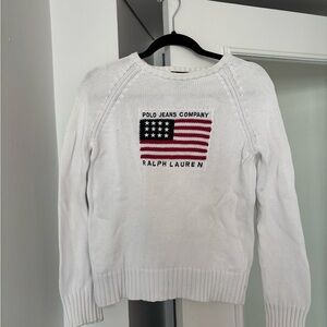 Vintage Ralph Lauren White American Flag Sweater Sz S